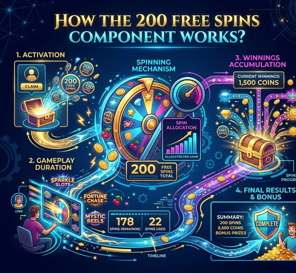 How The 200 Free Spins Component Works
